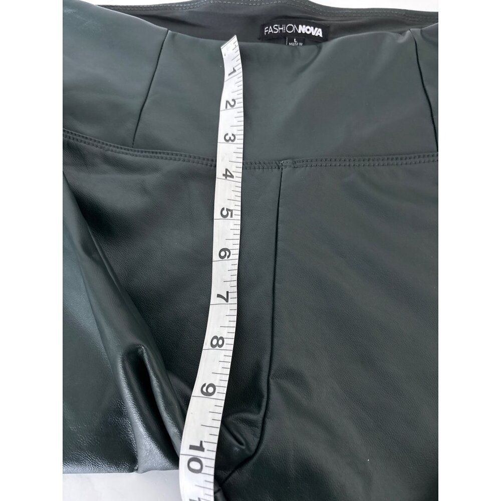 Faux Leather Leggings Bundle Sz L Black & Green Edgy Streetwear High Waist Pants - Picture 12 of 16